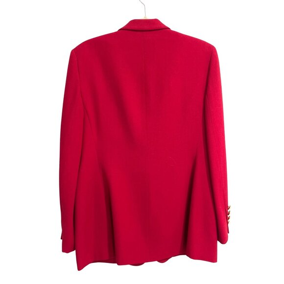 Lauren Ralph Lauren Black Label Red Wool Blazer Crest Gold Button Vtg Petite 10P - Picture 2 of 7